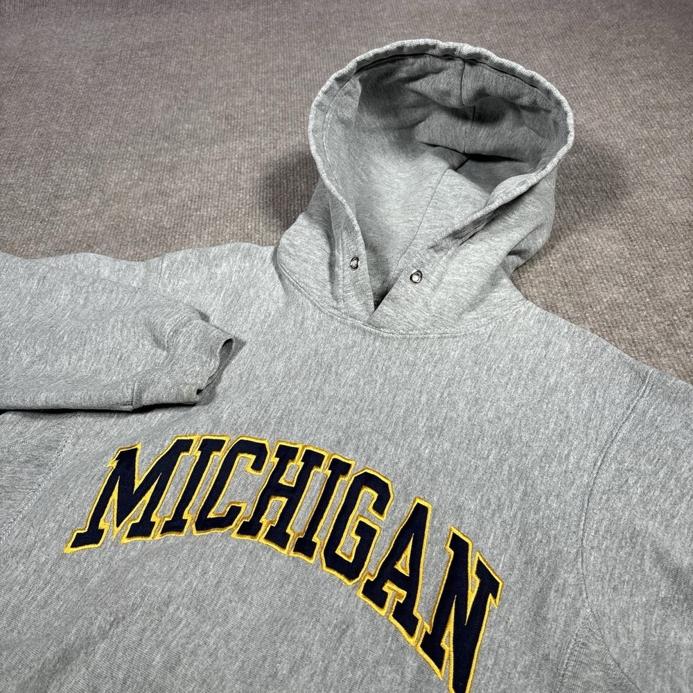 Vintage Steve & Barrys Michigan Wolverines Hoodie Sweatshirt Youth‎ L Gray Y2K